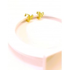 Ασημένια επίχρυσα σκουλαρίκια κρίκοι πεταλούδα με ζιργκον (SE88)